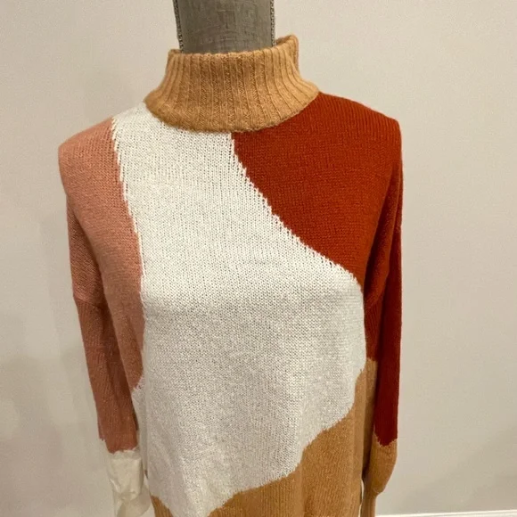 Colorblock Sweater - Red, White, Tan- Brand New. UK10/US6 - Picture 5 of 12